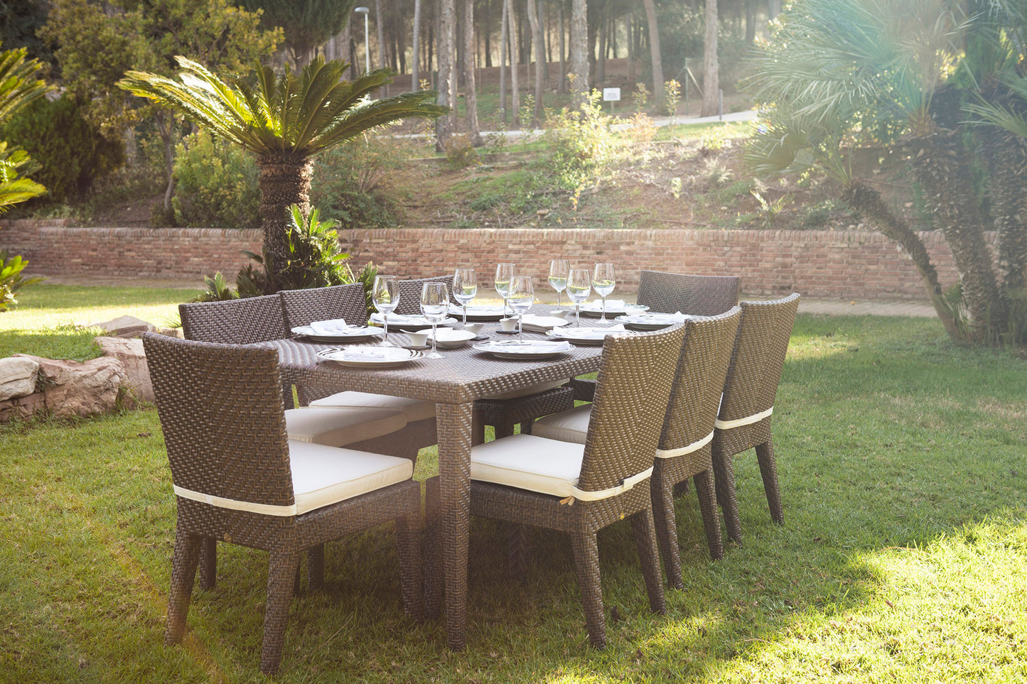 Atlantis 9-Piece Rectangular Dining Side Chair Set with Cushions