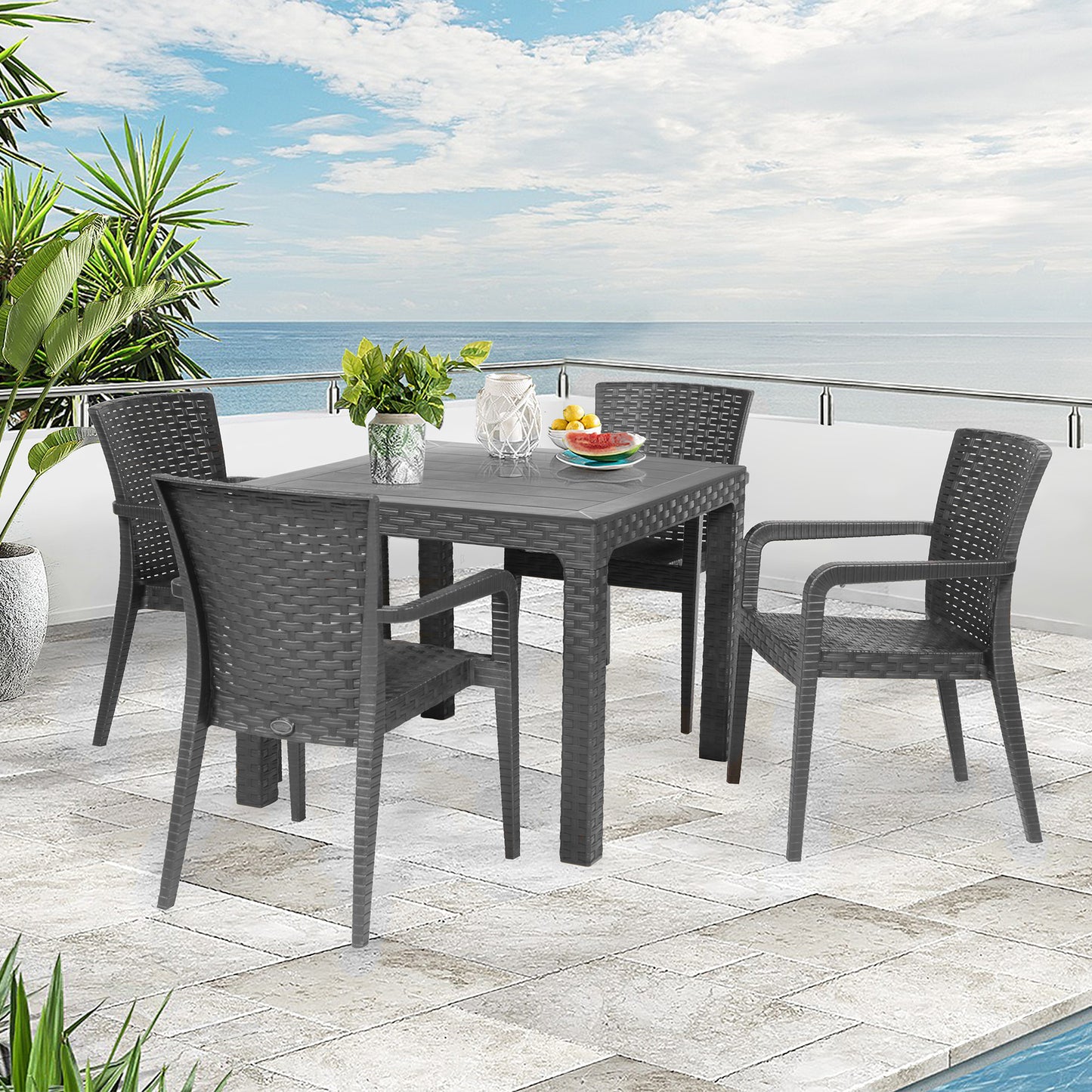 Alberta Set of 2 Stackable Armchair-Anthracite