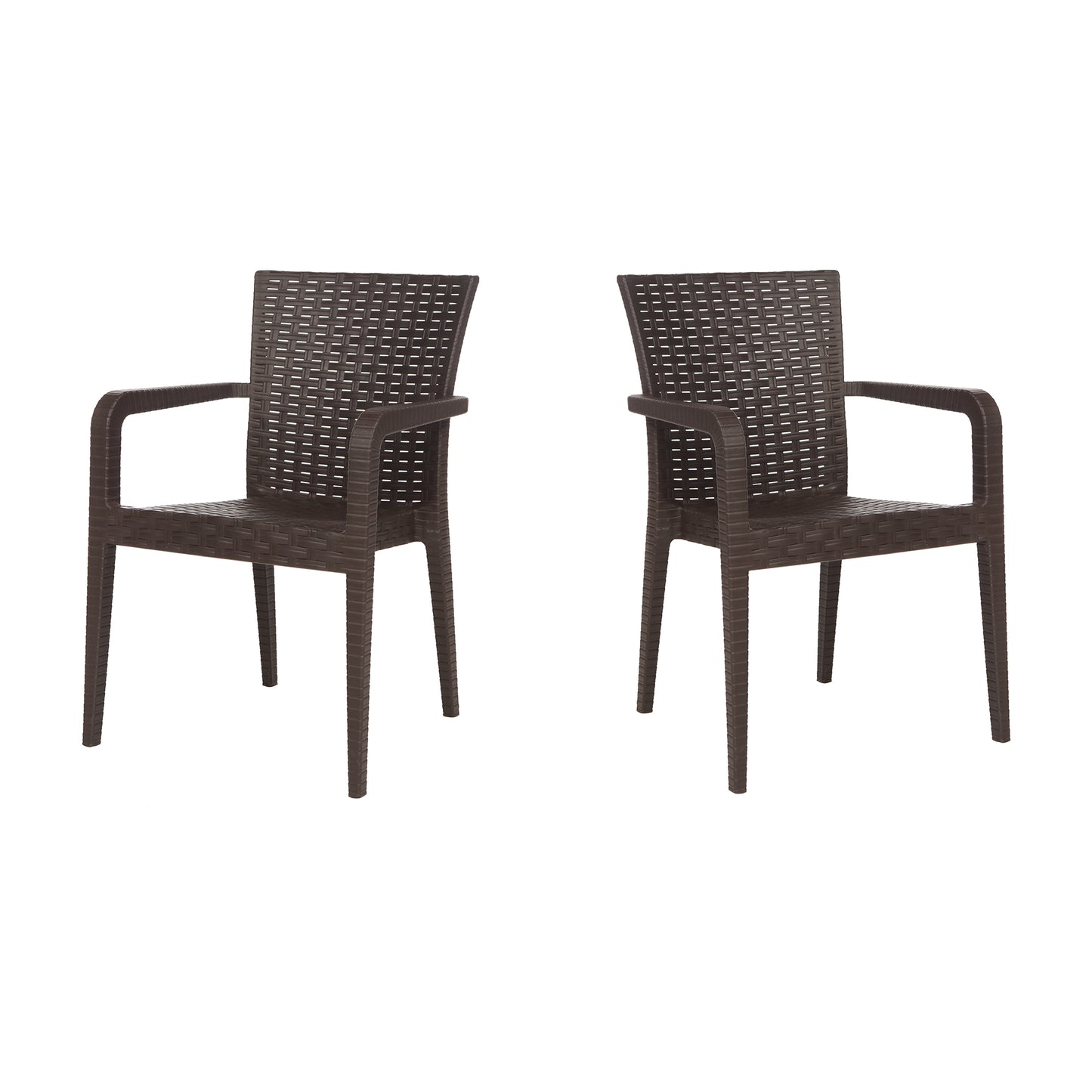 Alberta Set of 2 Stackable Armchair-Brown