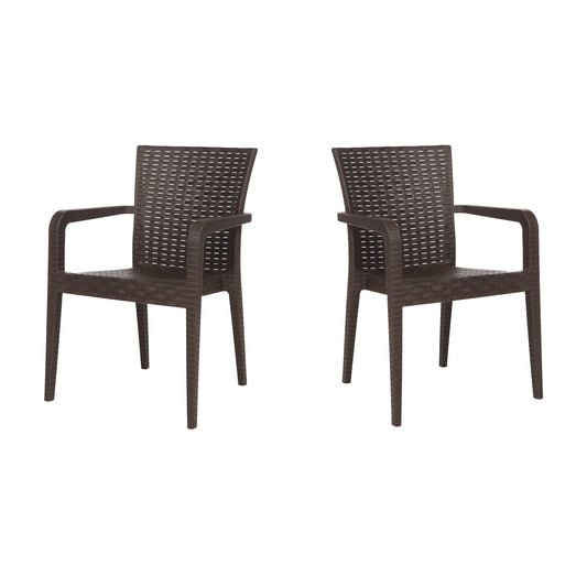Alberta Set of 2 Stackable Armchair-Brown