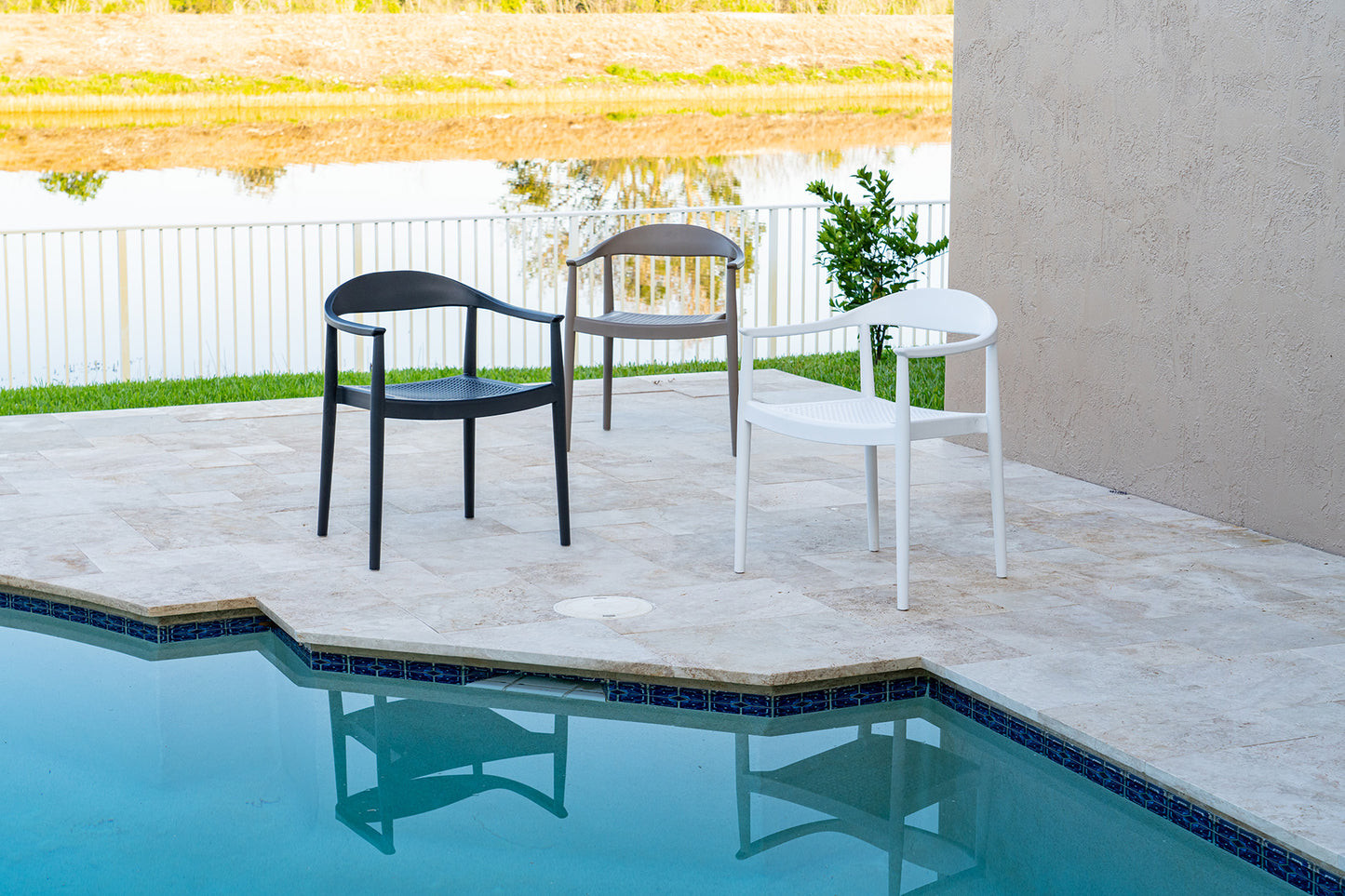 Kennedy Set of 2 Stackable Armchair-White