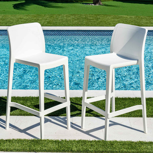 Luna Set of 2 Barstools - White