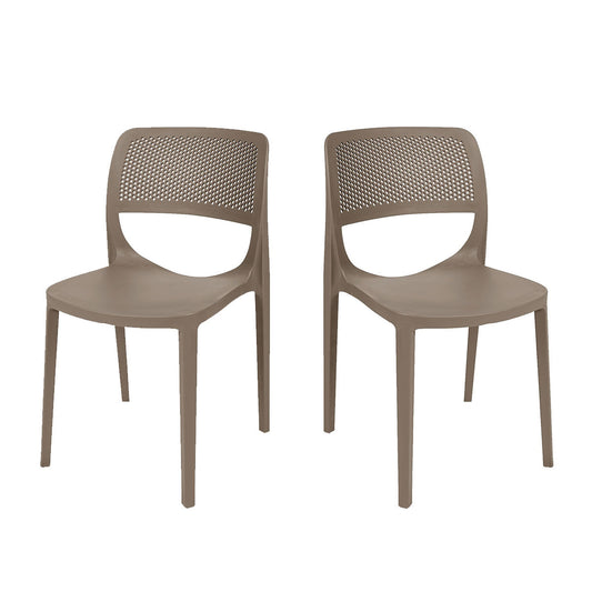 Mila Set of 2 Stackable Side Chair-Cappuccino