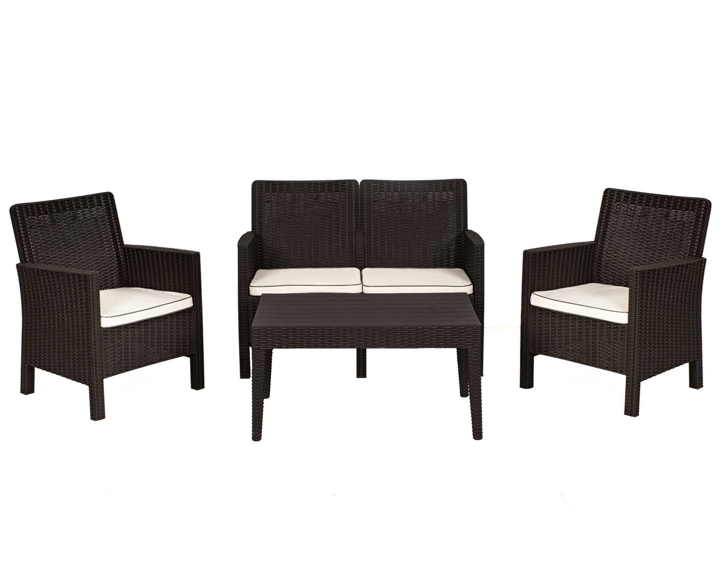 Nova 4-Piece Settee Set with Loveseat and Cushions-Brown