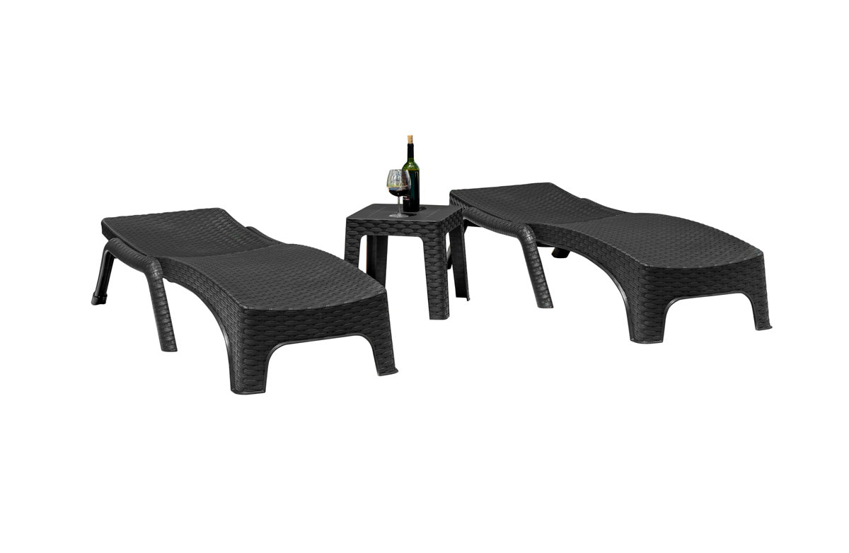 Roma 3-Piece Chaise Lounger Set-Anthracite