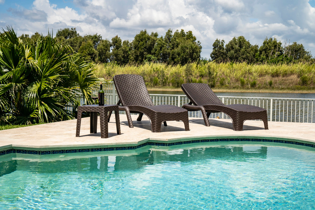 Roma 3-Piece Chaise Lounger Set-Brown