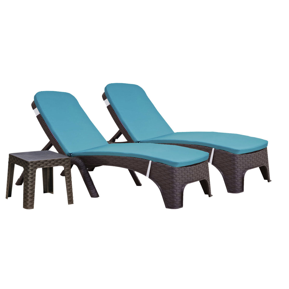 Roma 3-Piece Chaise Lounger Set w/cushion-Brown