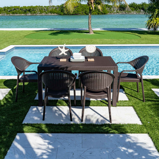 Mona 7-Piece Dining Set-Brown