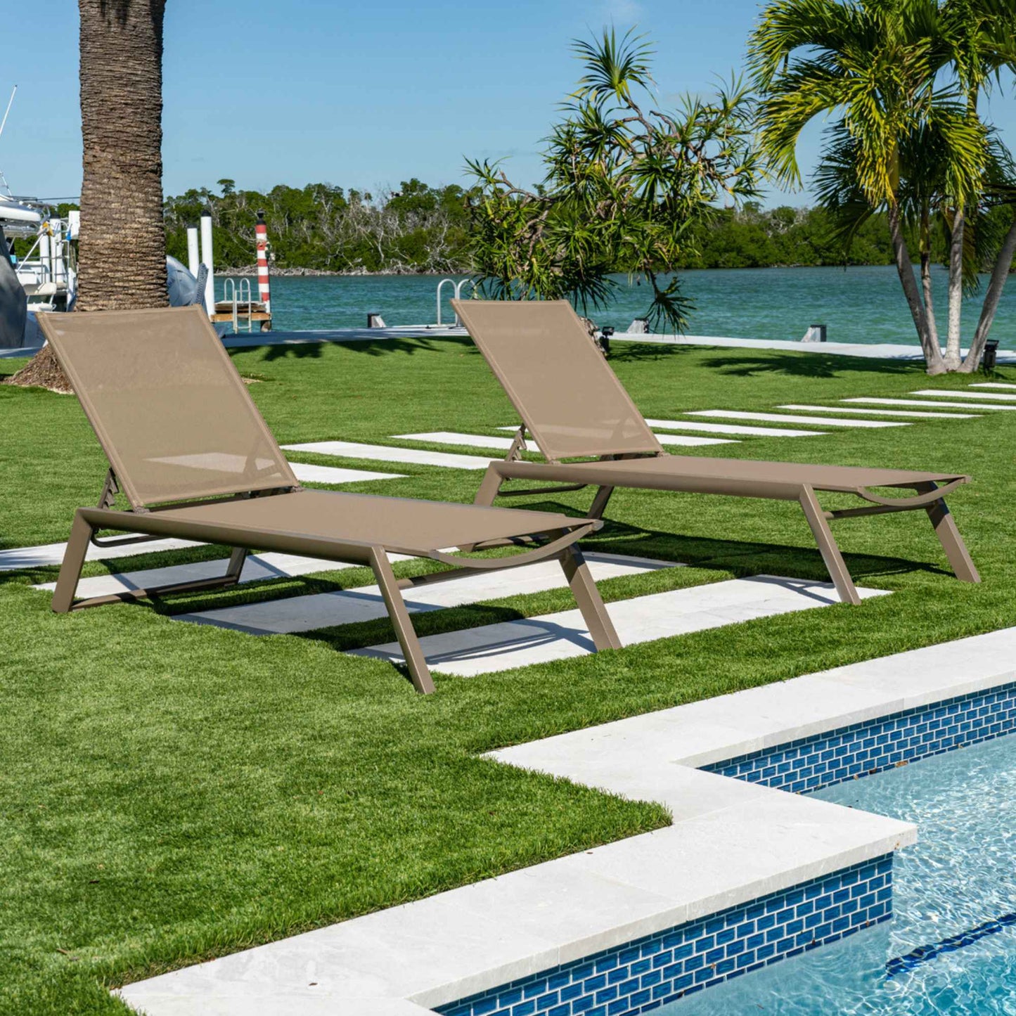 Odessa Set of 2 Chaise Loungers - Capuccino