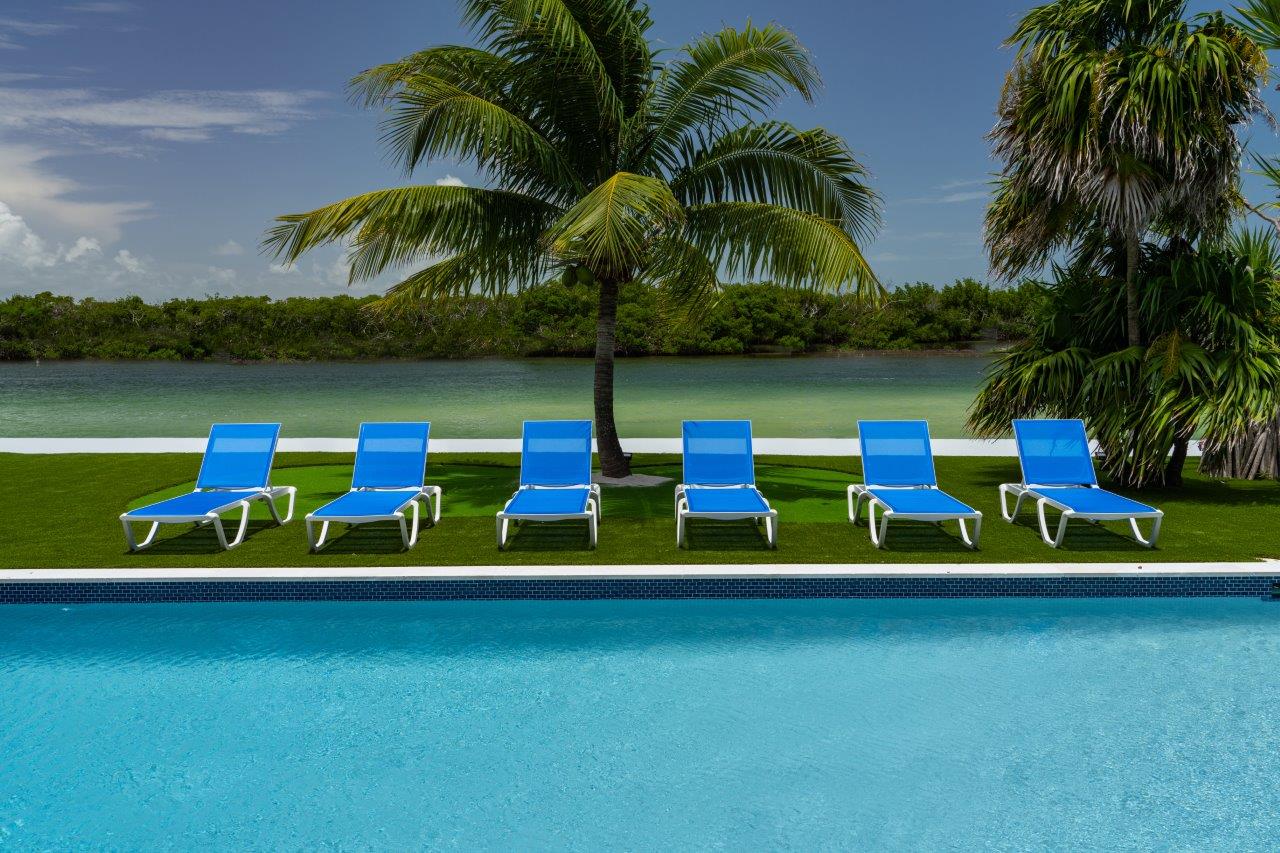 Florence Set of 2 Chaise Lounger - White - Blue Sling