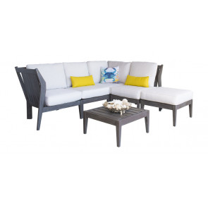 Poolside 6 PC Sectional Set w/off-white cushions